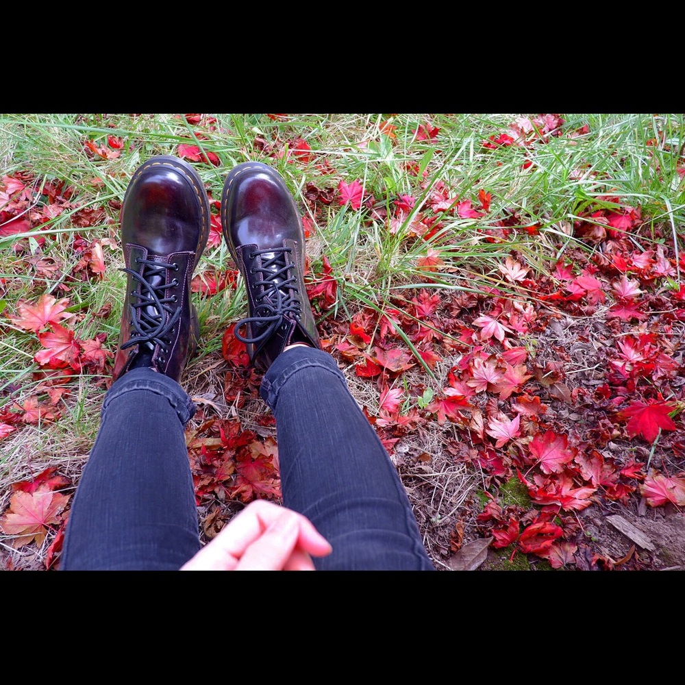 Dr. Martens Women's Burgundy Patent Leather Lace-Up Ankle Boots - Picture 7 of 9